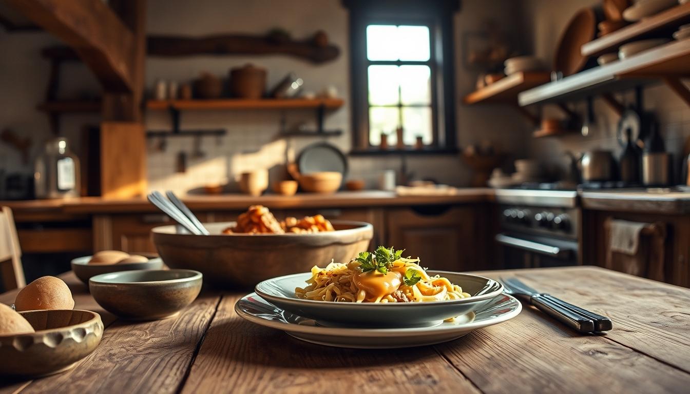 Balanced healthy meal prepared in a home kitchen